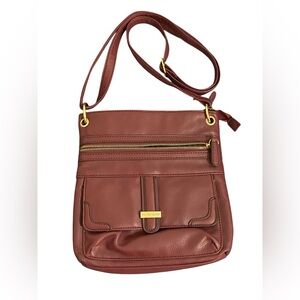 Franco Sarto Burgundy Crossbody Bag Gold Hardware Adjustable Strap